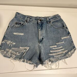 Vintage Lee Women's Distressed Blue Denim cutoff Shorts